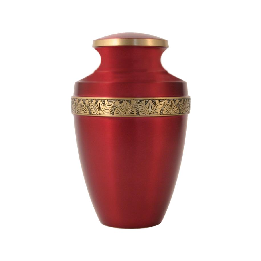 Grecian Crimson metal cremation urn